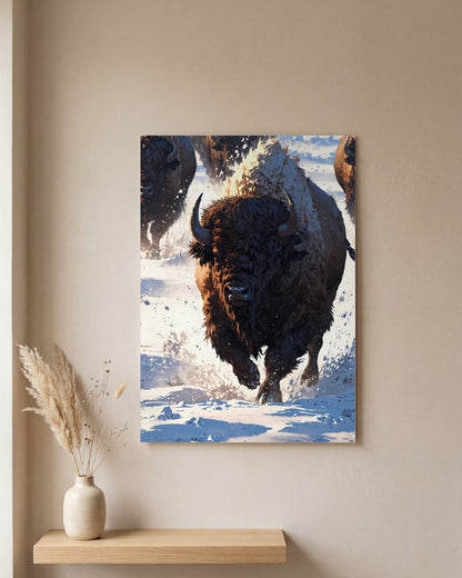 Affiche Bison, mockup sur un mur epure, Muchimura