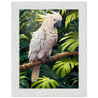 Affiche Cacatoès blanc Encadrée, cadre blanc 15x20 cm
