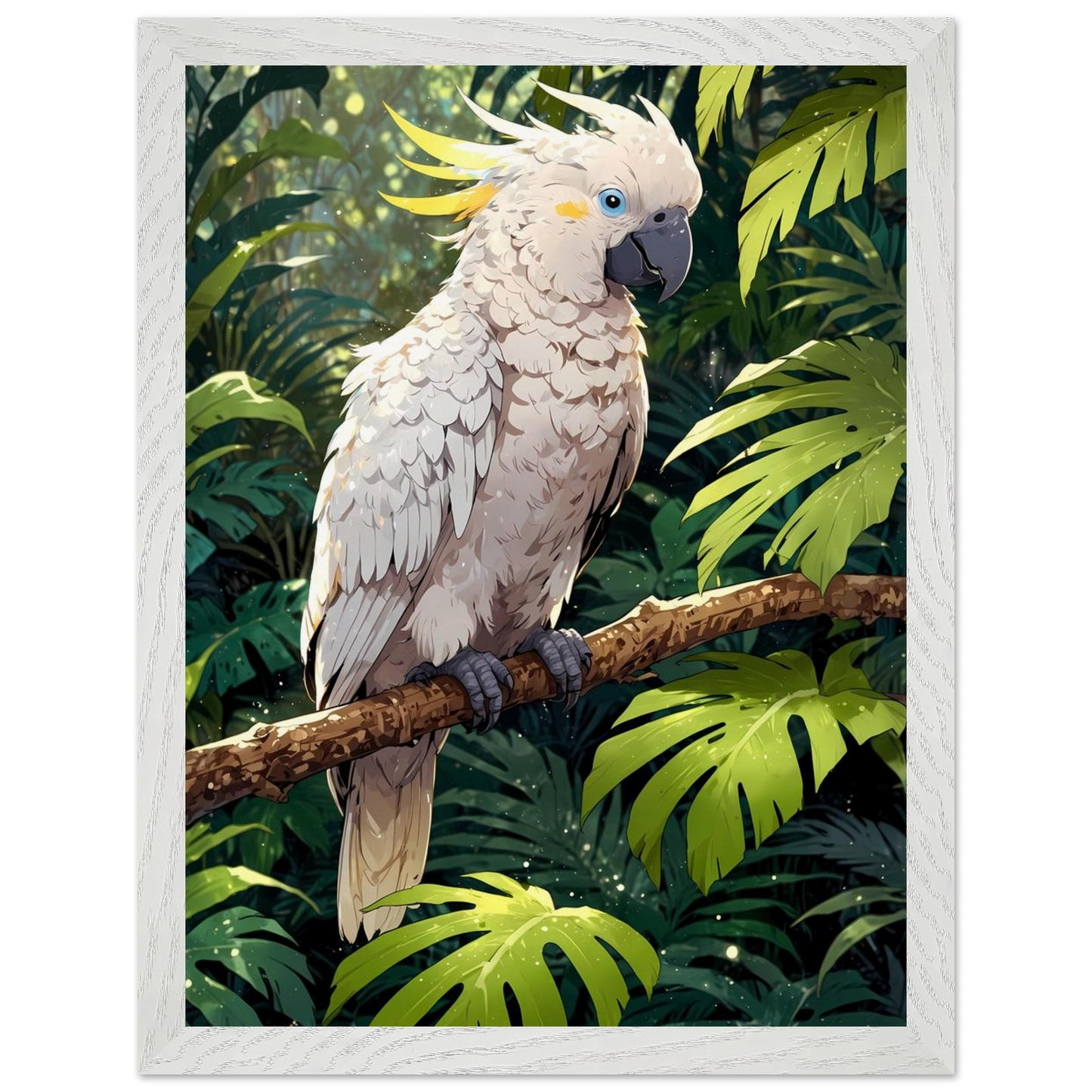 Affiche Cacatoès blanc Encadrée, cadre blanc 30x40 cm