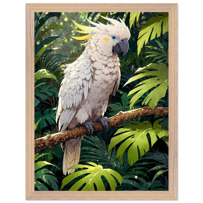 Affiche Cacatoès blanc Encadrée, cadre bois 30x40 cm