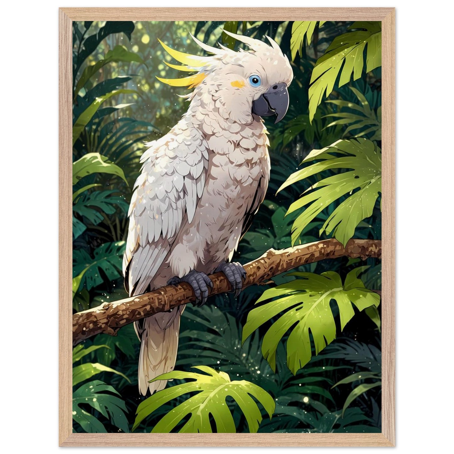 Affiche Cacatoès blanc Encadrée, cadre bois 45x60 cm