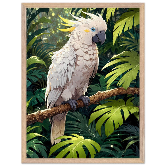 Affiche Cacatoès blanc Encadrée, cadre bois 45x60 cm