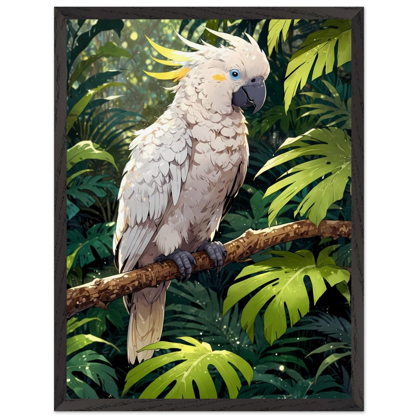 Affiche Cacatoès blanc Encadrée, cadre noir 45x60 cm