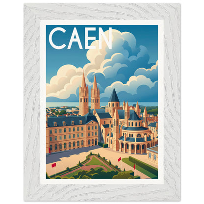 Affiche Caen - Encadrée, cadre blanc 15x20 cm