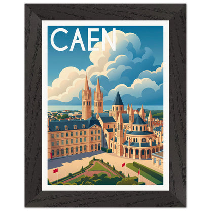 Affiche Caen - Encadrée, cadre noir 15x20 cm