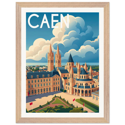 Affiche Caen - Encadrée, cadre bois 30x40 cm