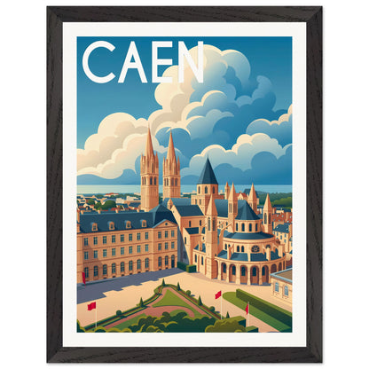 Affiche Caen - Encadrée, cadre noir 30x40 cm