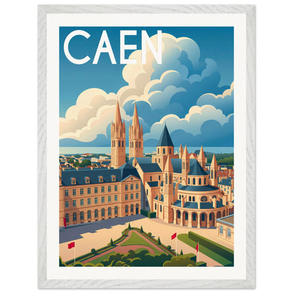 Affiche Caen - Encadrée, cadre blanc 45x60 cm