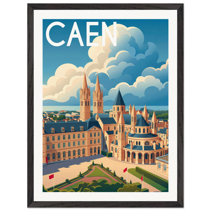 Affiche Caen - Encadrée, cadre noir 45x60 cm