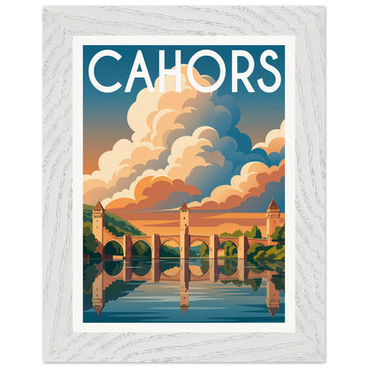 Affiche Cahors - Encadrée, cadre blanc 15x20 cm
