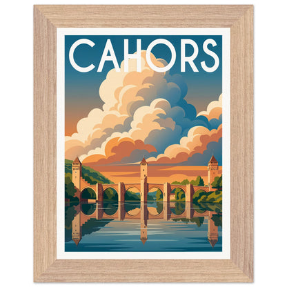 Affiche Cahors - Encadrée, cadre bois 15x20 cm