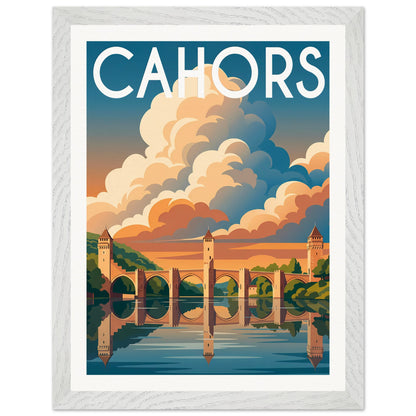 Affiche Cahors - Encadrée, cadre blanc 30x40 cm
