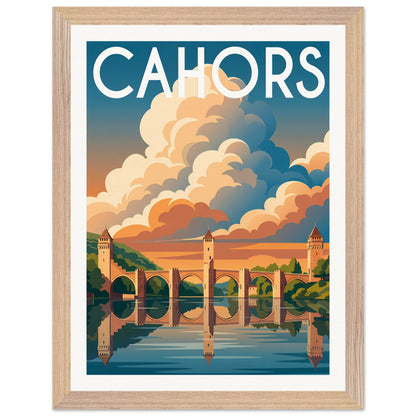 Affiche Cahors - Encadrée, cadre bois 30x40 cm