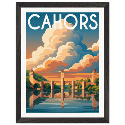 Affiche Cahors - Encadrée, cadre noir 30x40 cm