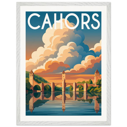 Affiche Cahors - Encadrée, cadre blanc 45x60 cm