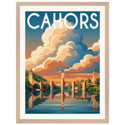 Affiche Cahors - Encadrée, cadre bois 45x60 cm