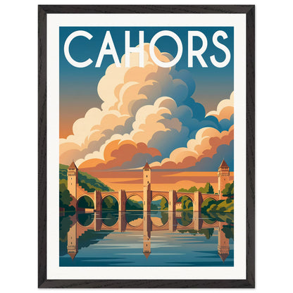 Affiche Cahors - Encadrée, cadre noir 45x60 cm
