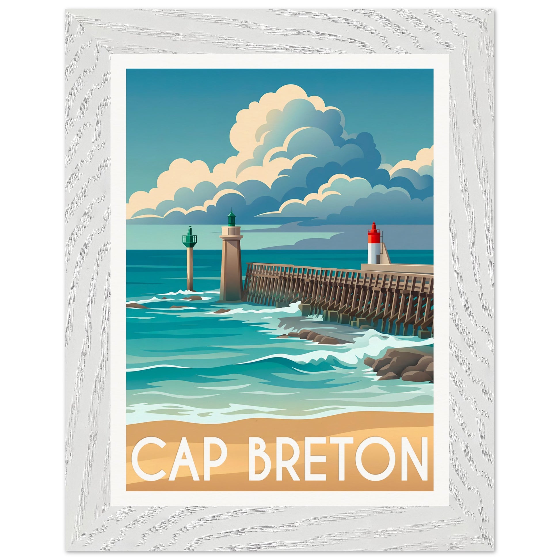 Affiche Capbreton - Encadrée, cadre blanc 15x20 cm