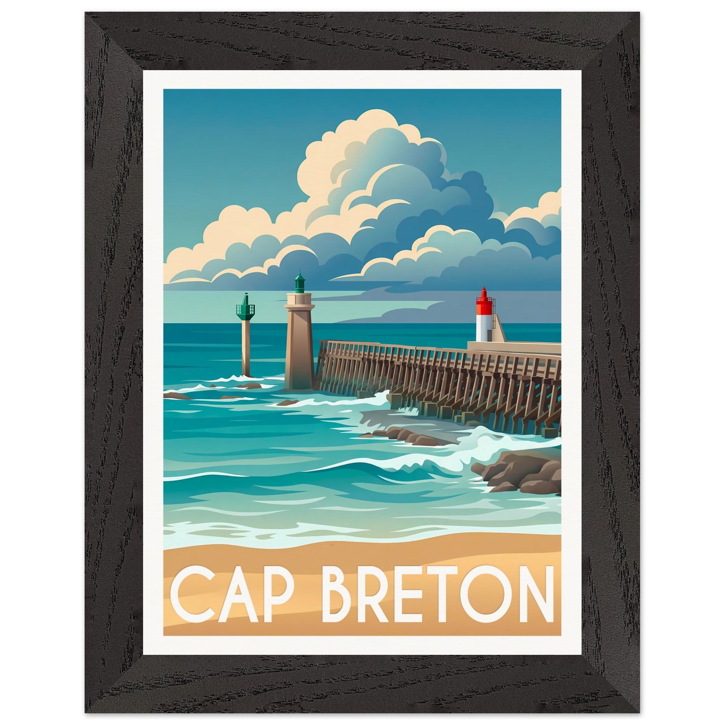 Affiche Capbreton - Encadrée, cadre noir 15x20 cm