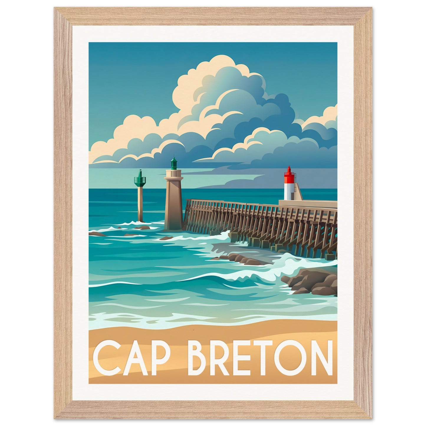 Affiche Capbreton - Encadrée, cadre bois 30x40 cm