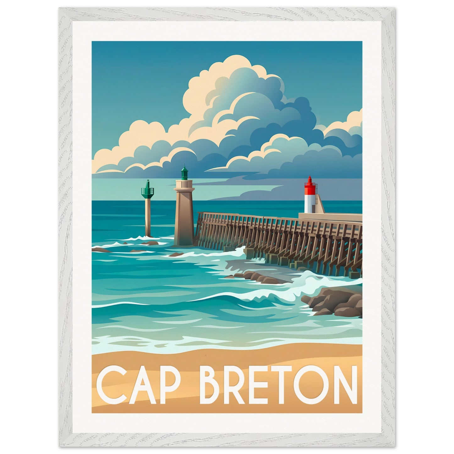 Affiche Capbreton - Encadrée, cadre blanc 45x60 cm