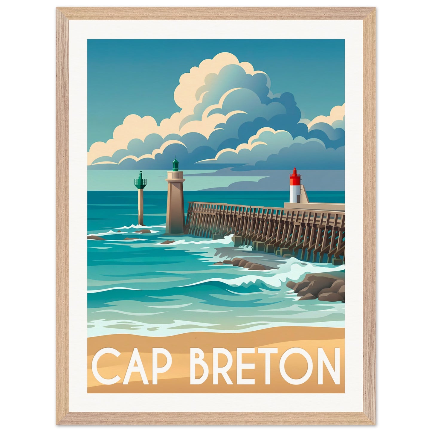 Affiche Capbreton - Encadrée, cadre bois 45x60 cm