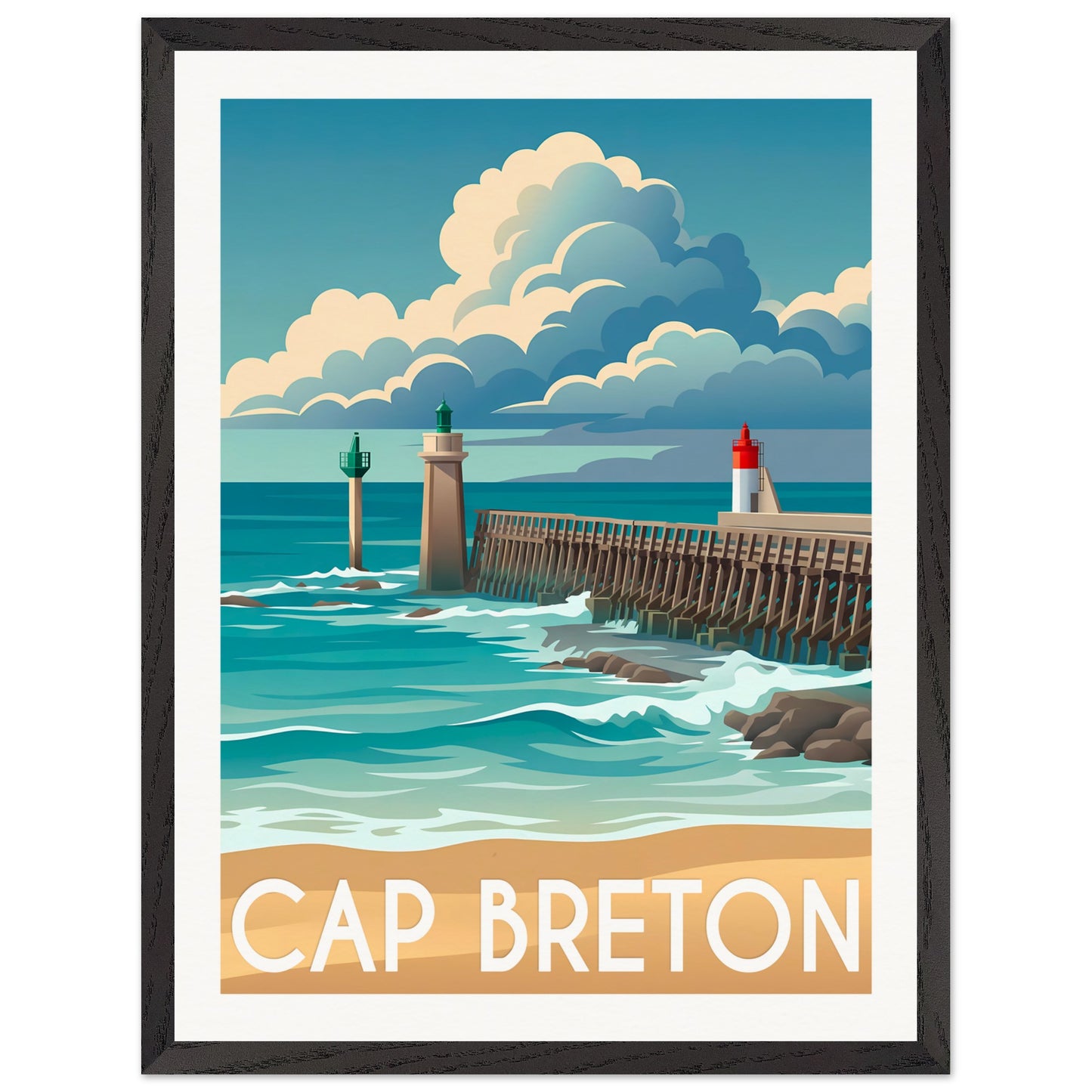 Affiche Capbreton - Encadrée, cadre noir 45x60 cm