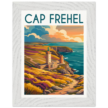 Affiche Cap Frehel - Encadrée, cadre blanc 15x20 cm