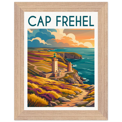 Affiche Cap Frehel - Encadrée, cadre bois 15x20 cm