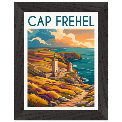 Affiche Cap Frehel - Encadrée, cadre noir 15x20 cm