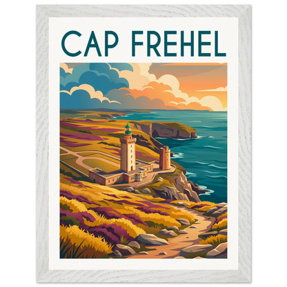 Affiche Cap Frehel - Encadrée, cadre blanc 30x40 cm
