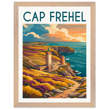 Affiche Cap Frehel - Encadrée, cadre bois 30x40 cm