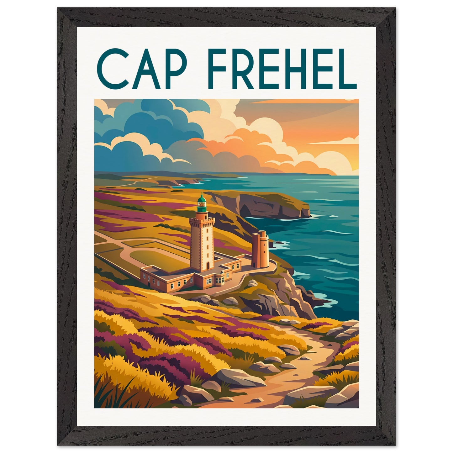 Affiche Cap Frehel - Encadrée, cadre noir 30x40 cm