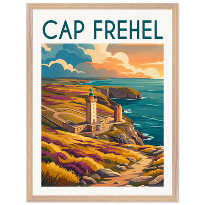 Affiche Cap Frehel - Encadrée, cadre bois 45x60 cm