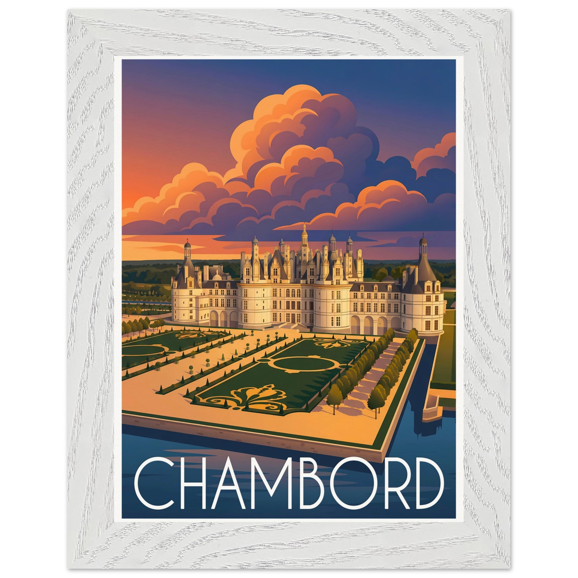 Affiche Chambord - Encadrée, cadre blanc 15x20 cm