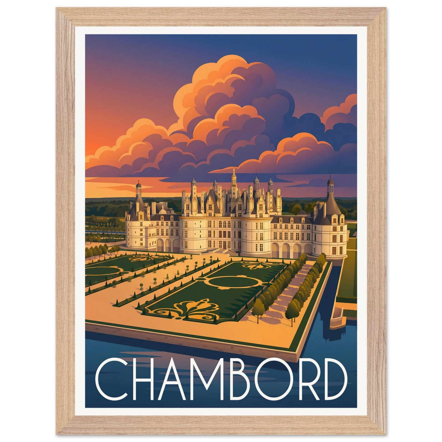 Affiche Chambord - Encadrée, cadre bois 30x40 cm