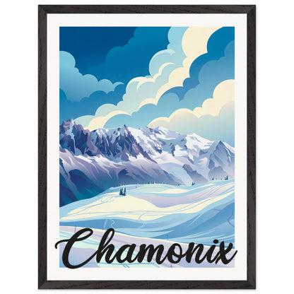 Affiche Chamonix - Encadrée, cadre noir 45x60 cm