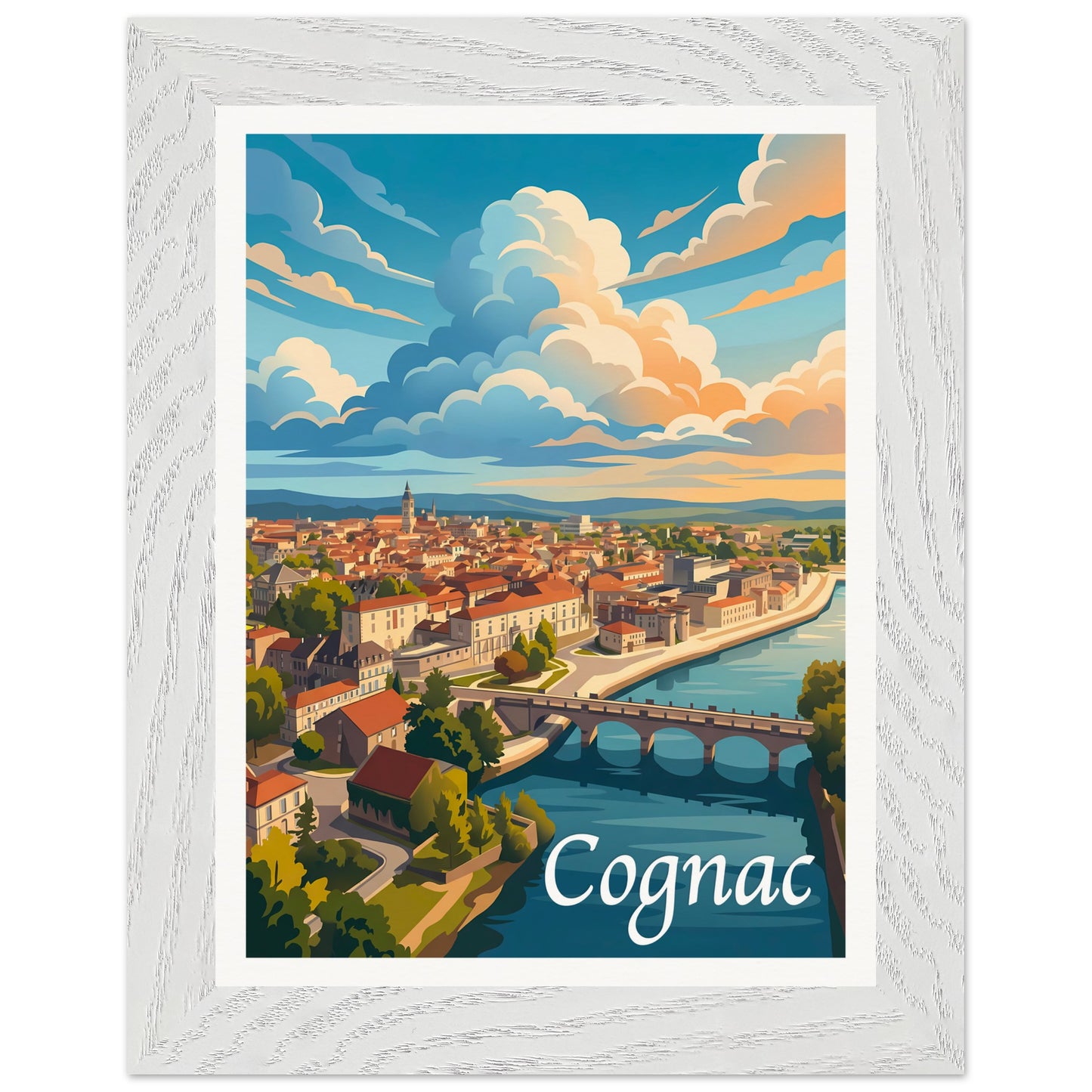 Affiche Cognac - Encadrée, cadre blanc 15x20 cm