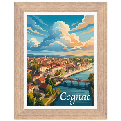 Affiche Cognac - Encadrée, cadre bois 15x20 cm