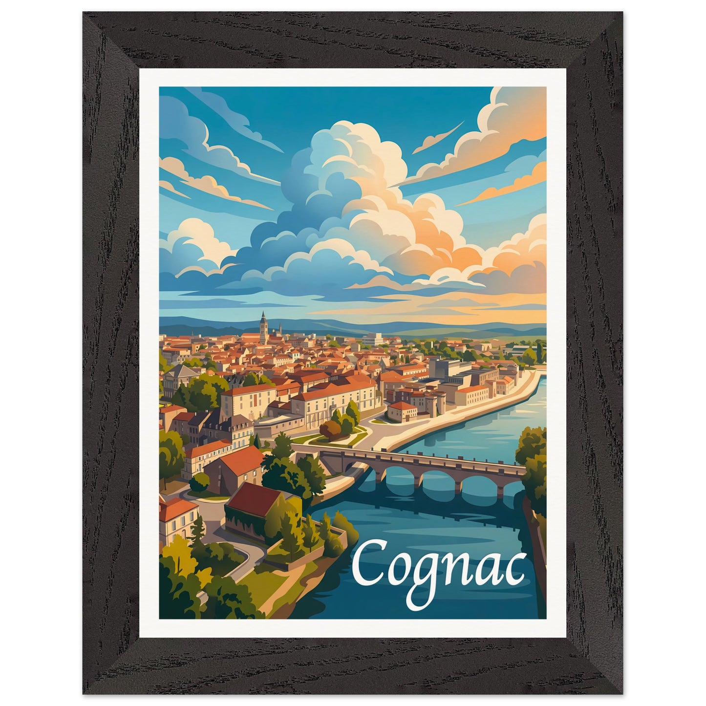 Affiche Cognac - Encadrée, cadre noir 15x20 cm