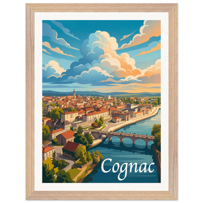 Affiche Cognac - Encadrée, cadre bois 30x40 cm