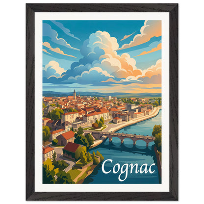 Affiche Cognac - Encadrée, cadre noir 30x40 cm