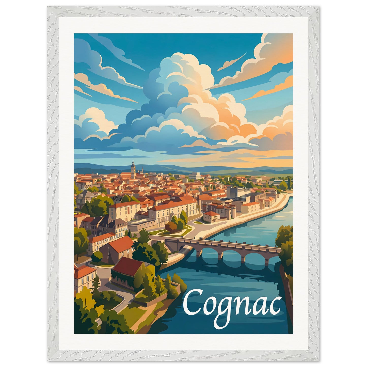 Affiche Cognac - Encadrée, cadre blanc 45x60 cm
