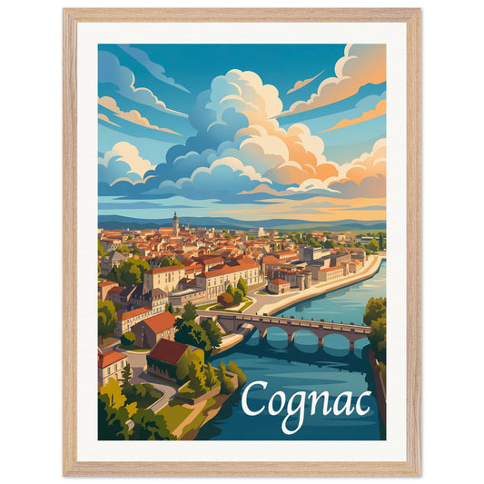 Affiche Cognac - Encadrée, cadre bois 45x60 cm