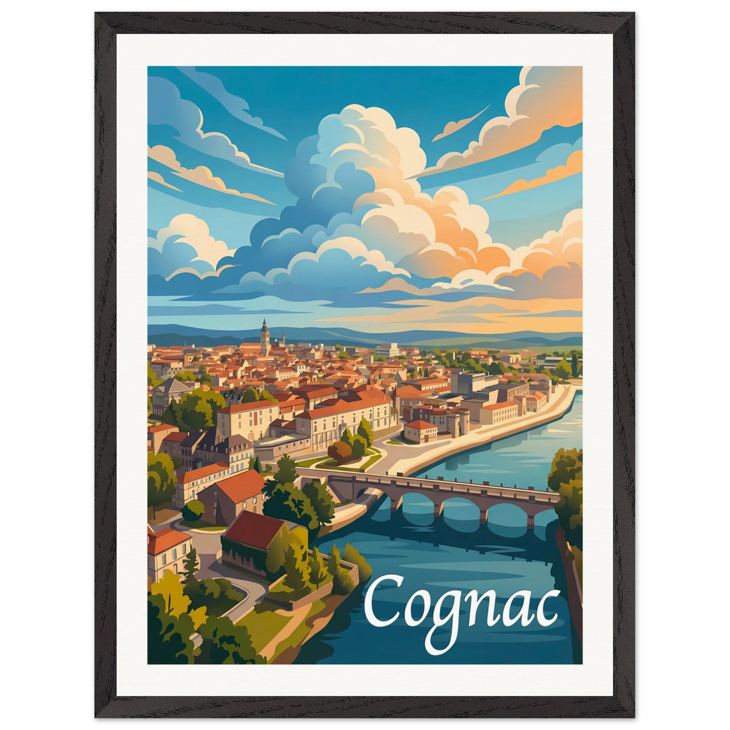Affiche Cognac - Encadrée, cadre noir 45x60 cm