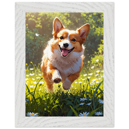 Affiche Corgi roux Encadrée, cadre blanc 15x20 cm