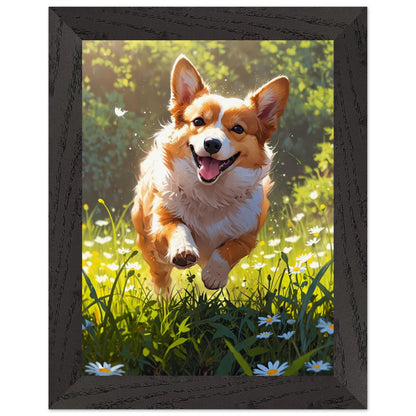 Affiche Corgi roux Encadrée, cadre noir 15x20 cm
