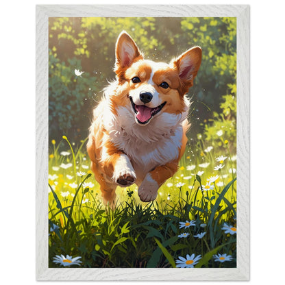 Affiche Corgi roux Encadrée, cadre blanc 30x40 cm