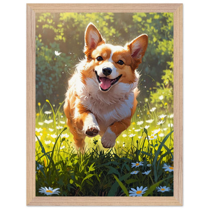 Affiche Corgi roux Encadrée, cadre bois 30x40 cm