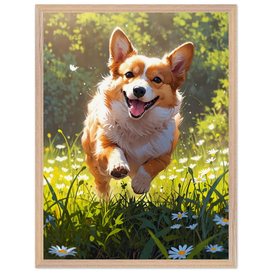 Affiche Corgi roux Encadrée, cadre bois 45x60 cm